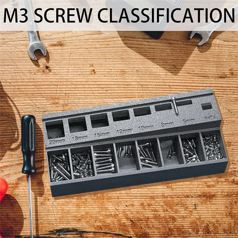 A26F-M3 Screw Organizer Bolt Tray With 7 Measuring Slots, Ideal For Storing For Hardware And Small Parts Storage