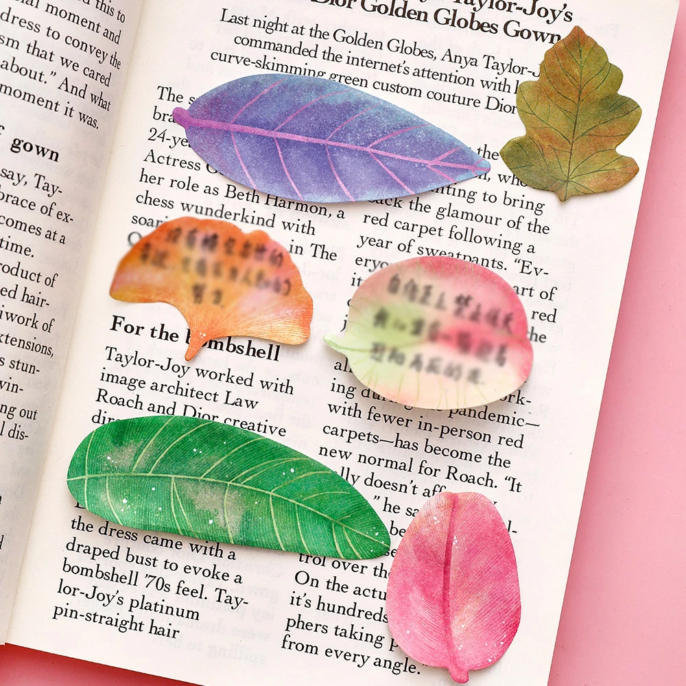 ملاحظة لاصقة مكونة من أوراق شجر مقلدة للطلاب، أوراق القيقب اللطيفة، أوراق الجنكة، ملاحظات الرسائل، الملاحظات اللاصقة