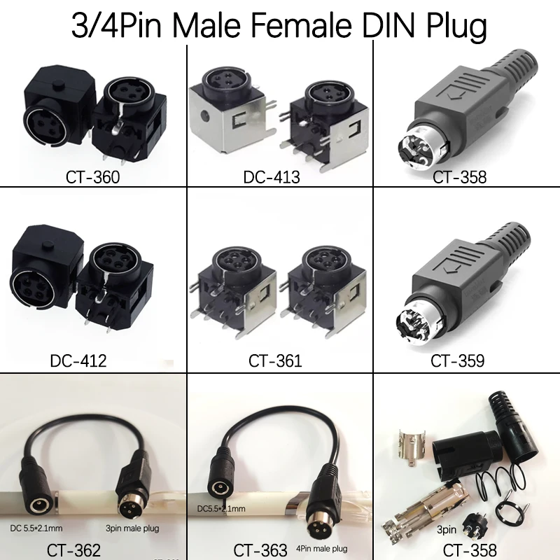 

1PC MPC Terminal Plug 3Pin/4Pin Male Female Power DIN Plug For TFT LCD Flatscreen Game TV 12/24V DC Supply Adapter Connector