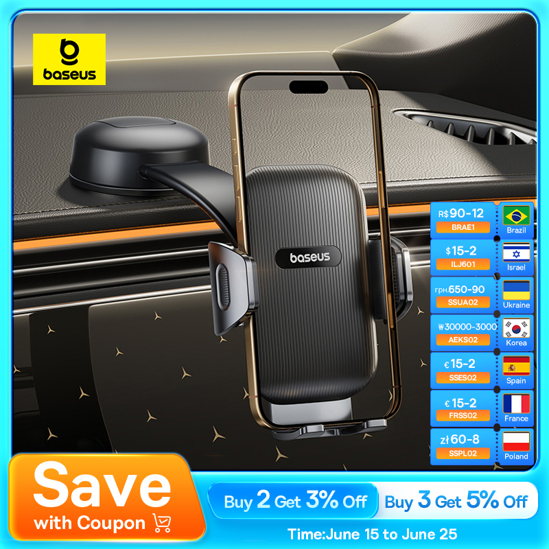Baseus Car Phone Holder Sucker for Dashboard Mobile Phone Holder Car Mount For Samsung iPhone Xiaomi Huawei Foldable Holder