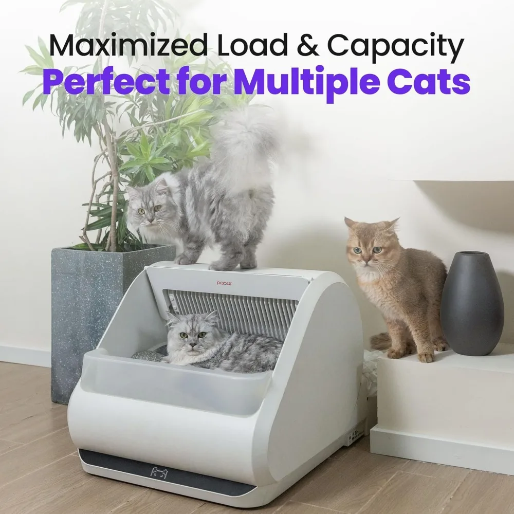 

Automatic Cat Litter Box Self Cleaning, APP Control & Odor Eliminator - No Smell Open Top Litters Tray Safe for Pet, Litter Box