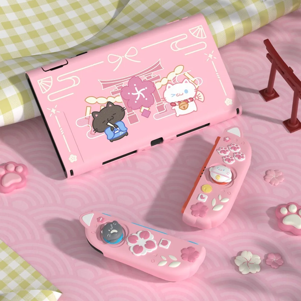 For Switch 2 Protective Case for NS2 Joystick Cap Pink Cartoon Cute Rabbit Gamepad Case Grip Soft Handle Shell Game Accessories