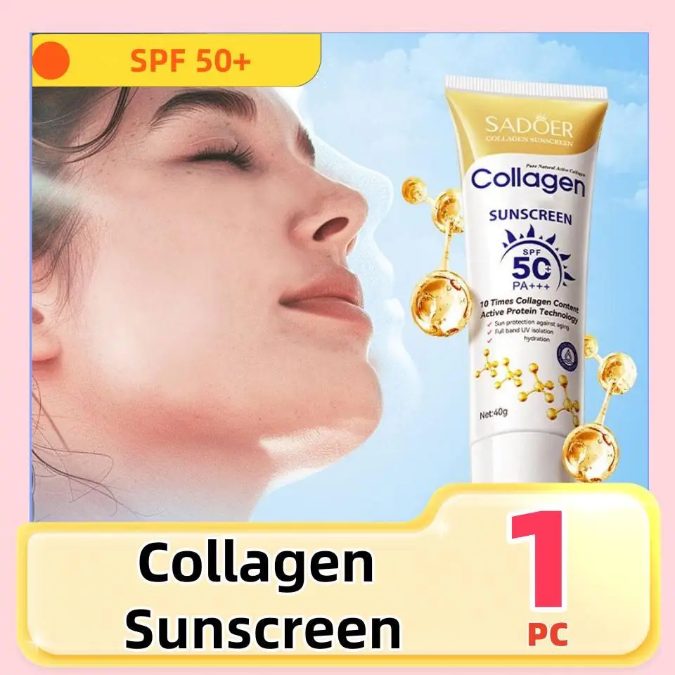 

SPF 50+ Collagen Sunscreen Refreshing Sun Cream Moisturizing Long-lasting Skin Protective Sunblock Body Face Sunscreen