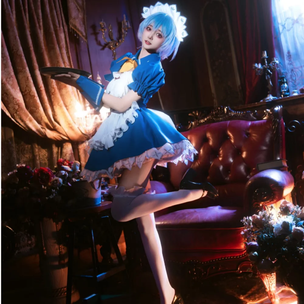 Anime Asuka Rei Asuka Langley Soryu Cosplay Kostuum EVAA Blauw Rood Meisjes Kawaii Meid Jurk Uniform Set Halloween Party Kleding