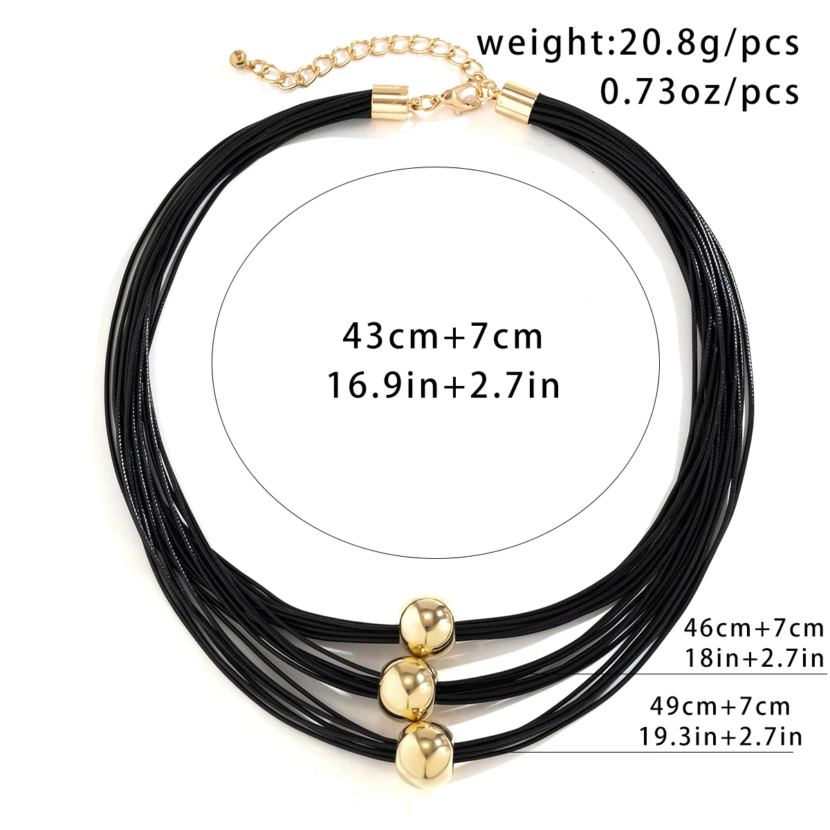 Salircon Punk CCB Bead Pendant Choker Simple Multi layered Leather Wax Rope Chain Clavicle Necklace Women\'s Casual Neck Jewelry