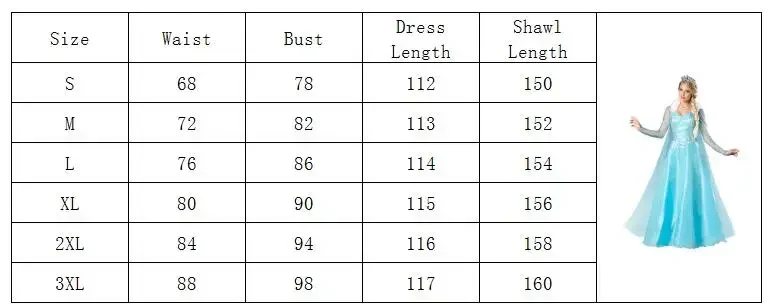 Adult Snow Queen Elsa Princess Dress Women Halloween Thime Party Cosplay Costume