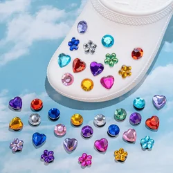 1/30pcs Bling Crystal Shoe Charms Flower Heart Circle Gem Shoe Accessories Decorations Charms Transparent Diamond Pins for Girl