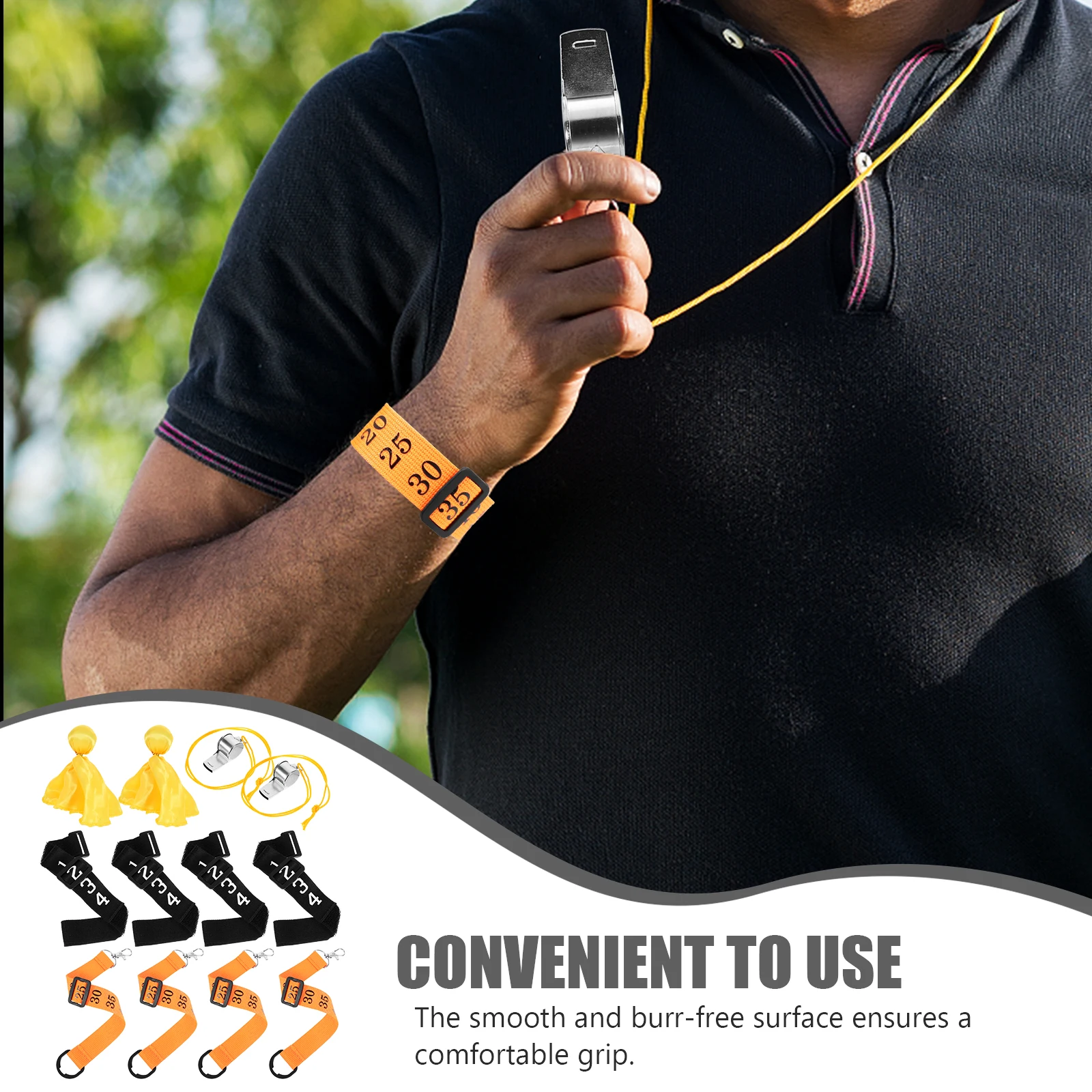 1 مجموعة كرة القدم الحكم سلسلة مقاطع دائم سبائك النايلون كرة القدم الحكم كيت التدريب صفارات المنافسة أسفل المؤشر