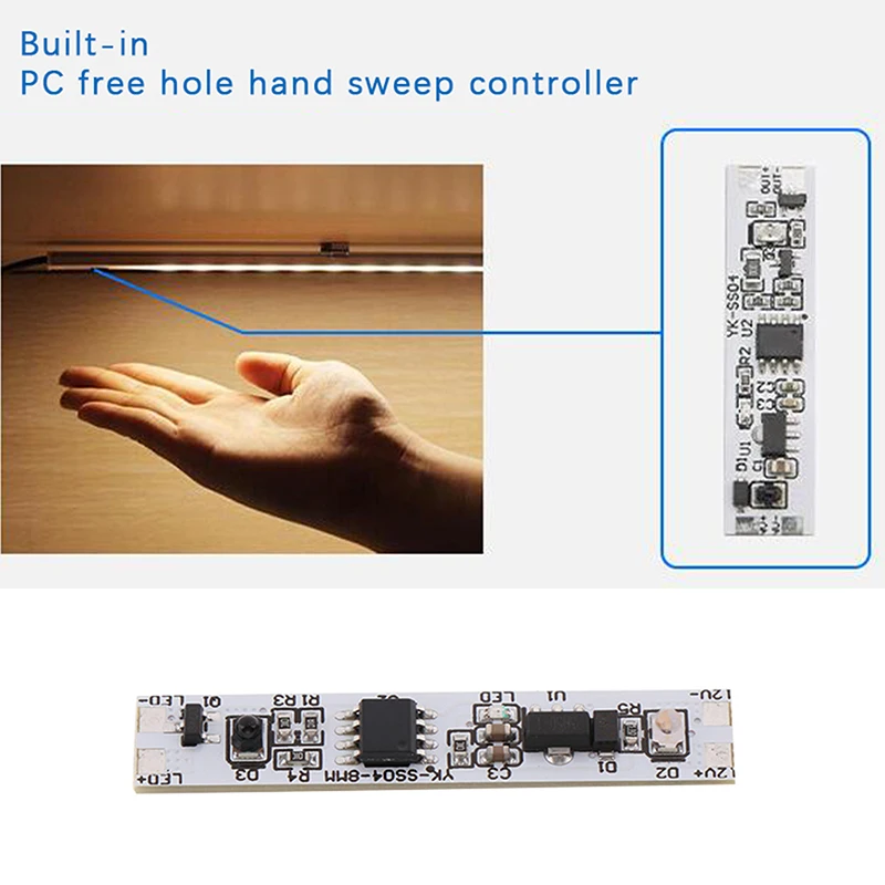 1Pc 5A Motion Sensor Hand Sweep Switch 12-24V Hand Wave Scan IR Sensor Switch For LED Closet Cabinet Light/Wardrobe Lamp