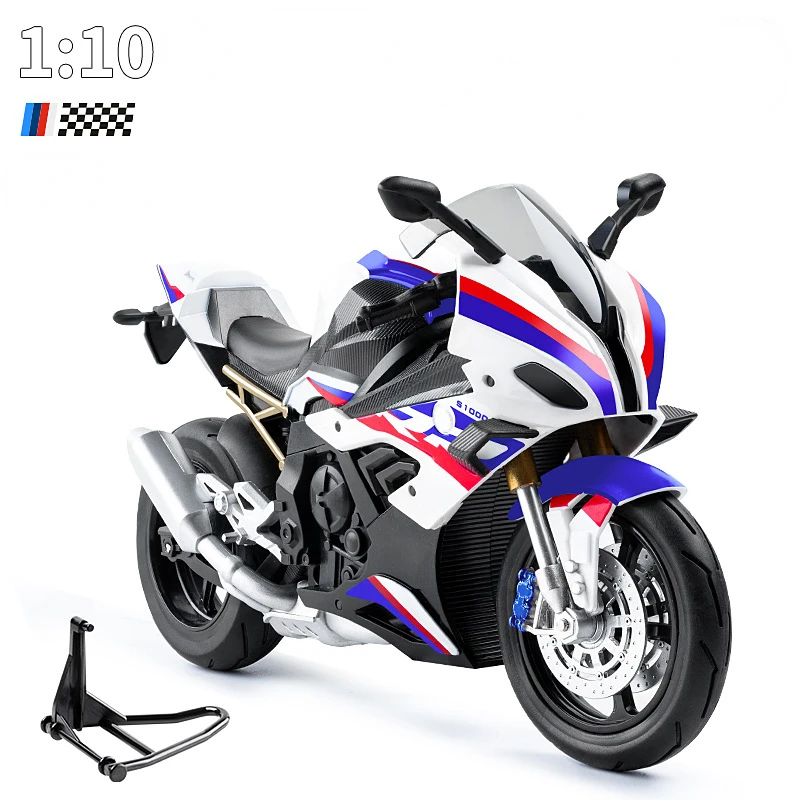 1:10 S1000RR Simulation Alloy Motorcycle Model Shock Absorbers Sound and Light Collection Toy Car Kid Gift M63