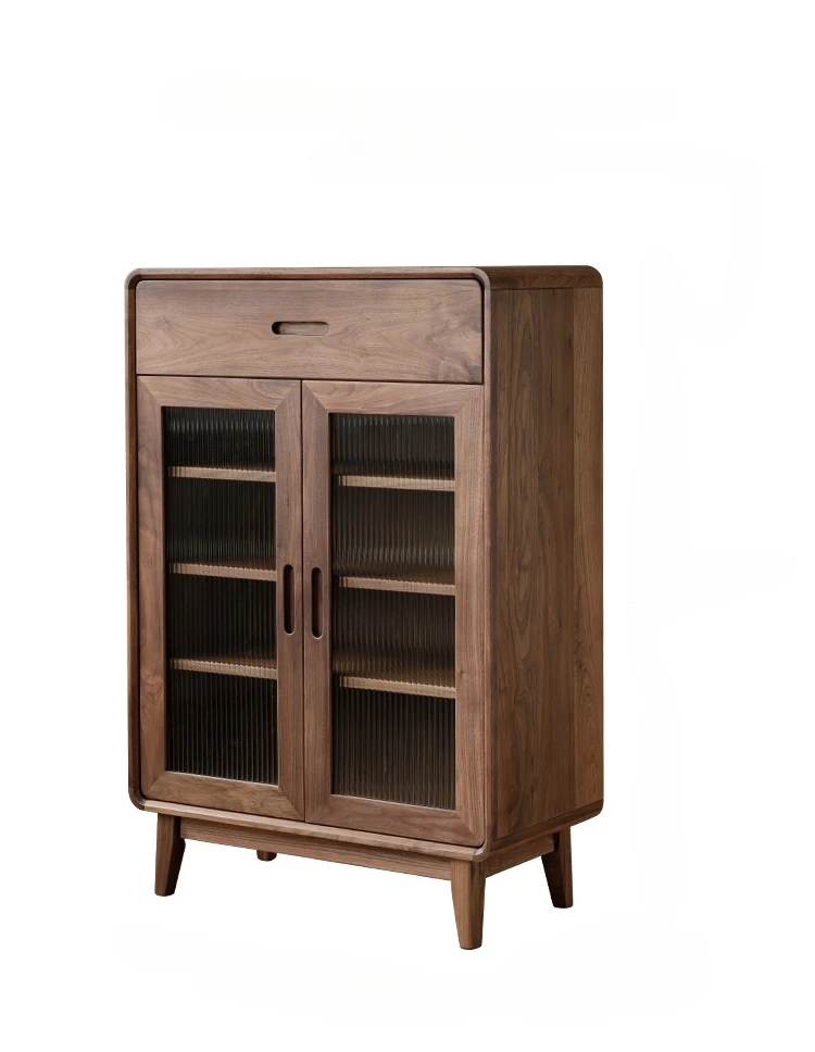 

North America Black Walnut Solid Wood Sideboard TV Side Cabinet Kitchen Cupboard Living Room Locker