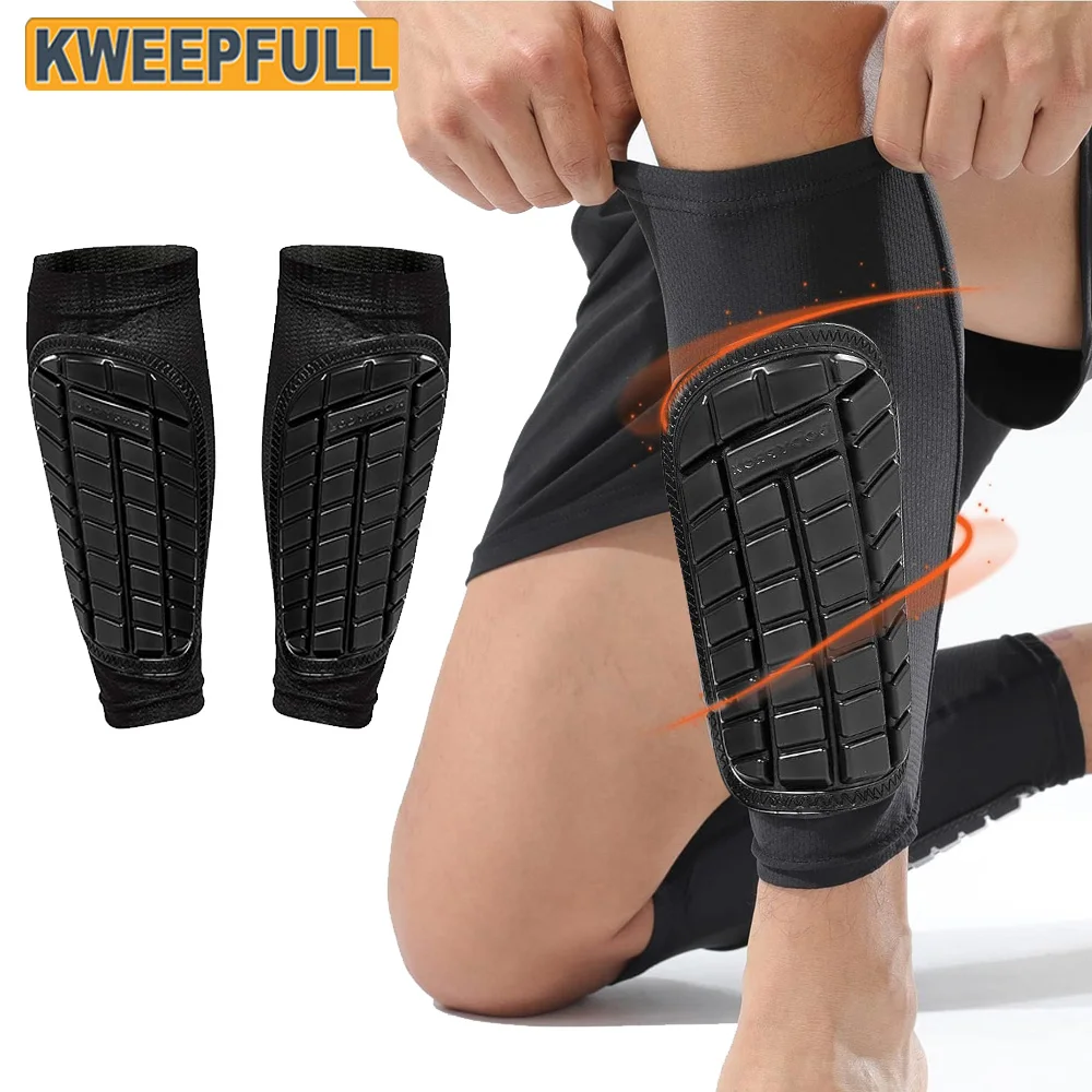 

1 Pair Football Soccer Shin Pads with Compression Calf Sleeves, Breathable Impact Resistant Shin Guards for Adult Training