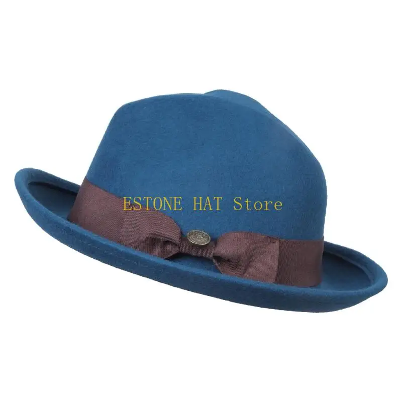 49MF Vintage Homburg Panama Hat Victorian Age Western Pork Pie Hat Elegant Top Hat for Dinner Outdoor Casual Wear