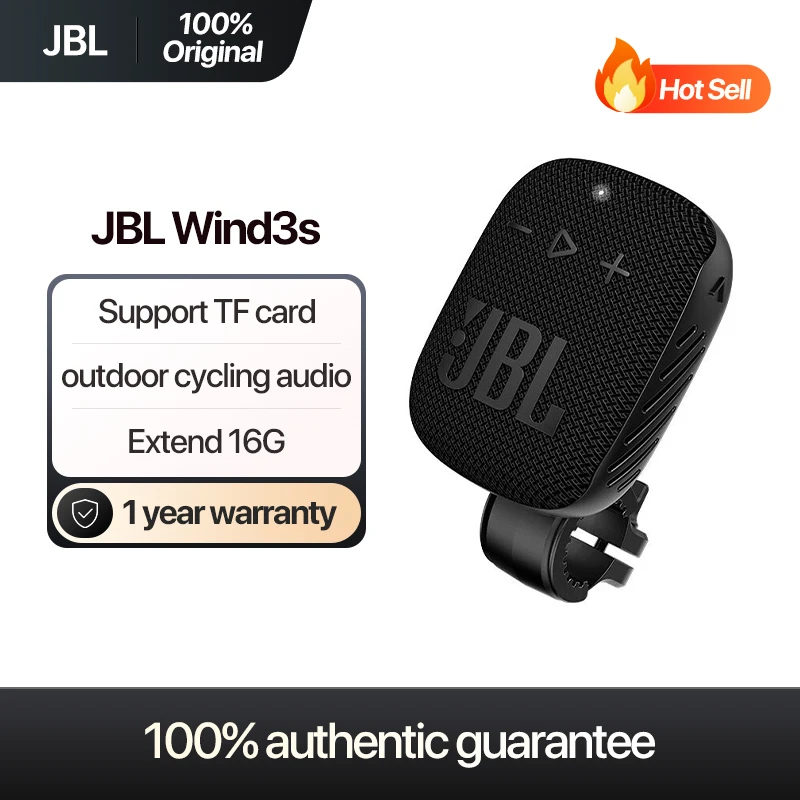 JBL-Altavoz Bluetooth Original WIND 3s, Subwoofer para ciclismo al aire libre, minialtavoz de largo alcance, diseño impermeable y a prueba de polvo