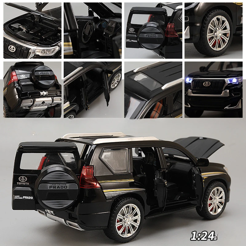 1/24 Toyota Prado SUVรุ่นSound Light Pullbackเด็กDiecastของเล่นรถของขวัญคอลเลกชันตกแต่งบ้านminiature