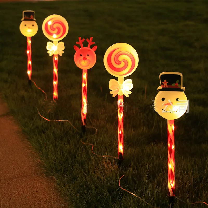 

5 шт./компл., рождественские украшения на солнечной энергии, газонные фонари для сада, уличные светодиодные фонари для двора, Лось, снеговики, рождественские лампы, декор 602