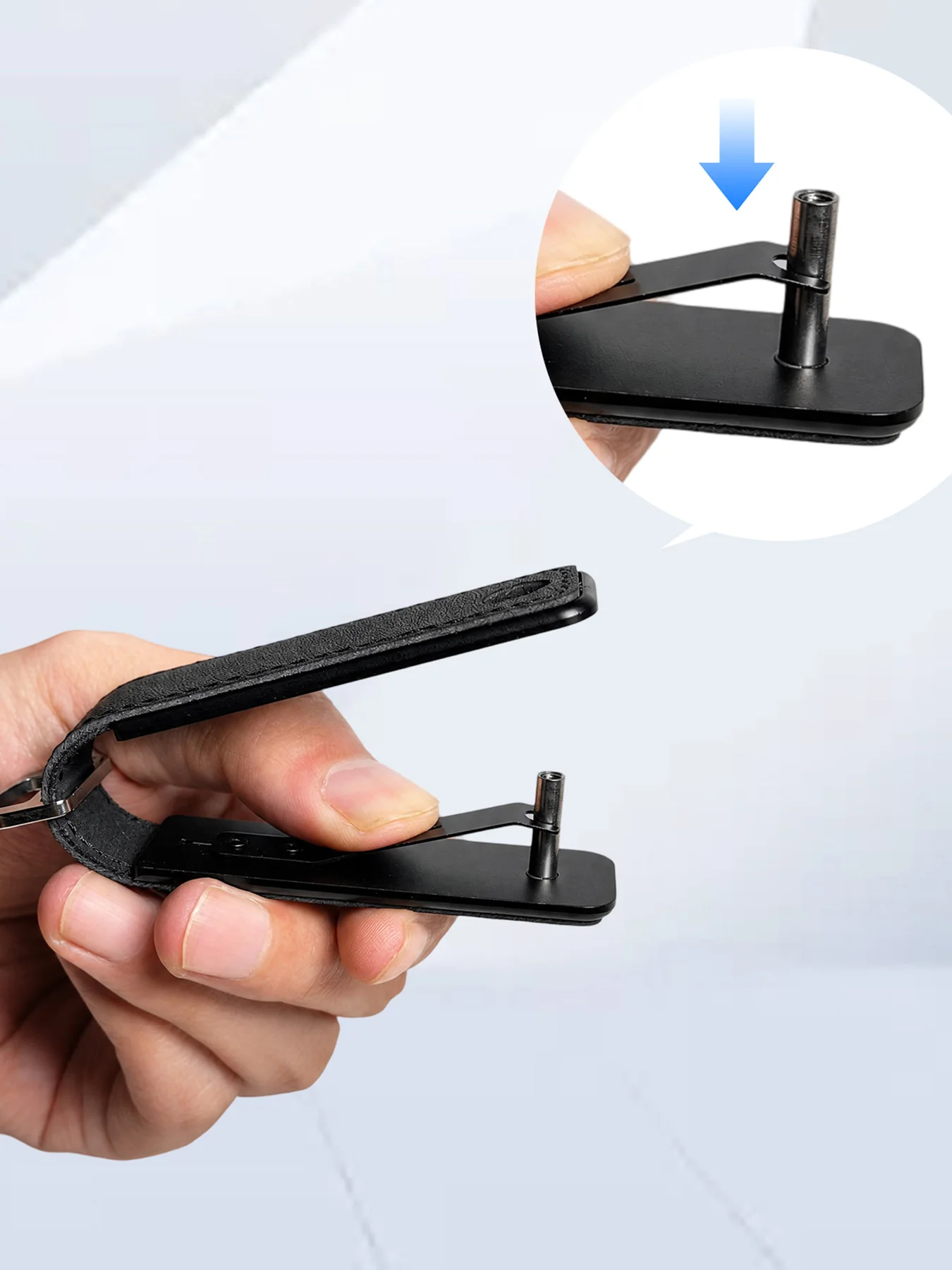 Tragbares Multifunktionales Leder-Schlüsseletui Aluminium-Schlüsselorganizer Clip Langlebiger Taschen-Schlüsselanhänger für Standardschlüssel – Detail 17