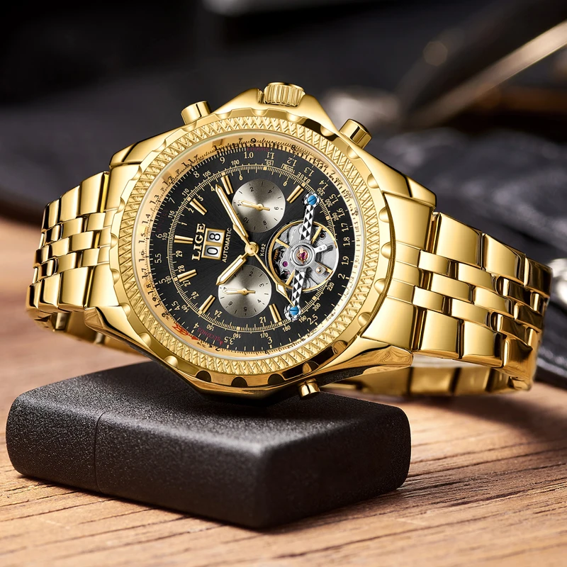 LIGE Men Luxury Automatic Mechanical Watches Date Waterproof Top Brand Business Clock Stainless Steel Wristwatch Reloj Hombre
