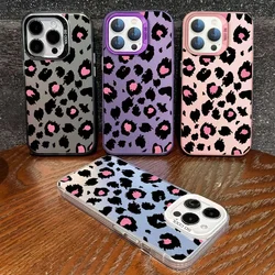 Leopard Print Electroplate Silver Phone Case For Xiaomi Redmi Note 13 Pro Plus 10 11 12 8 9 Pro 9S A3 14C 13C 12C 10C 9C Shell