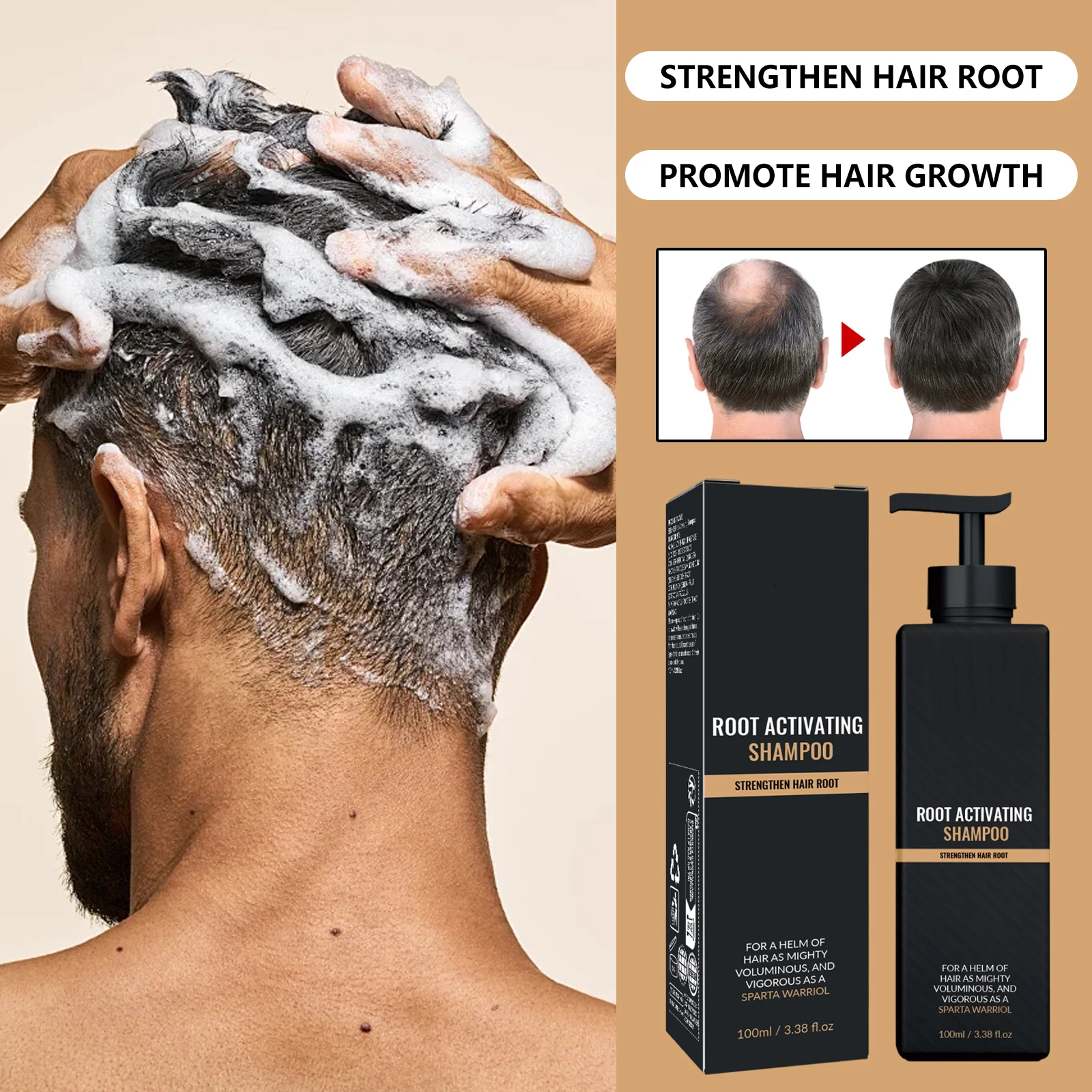 Men Shampoo Scalp Care Shampoo Deep Cleansing Ginger Licorice Volumizing Daily Hair Wash Improve Volume Thinning Hair 100ml
