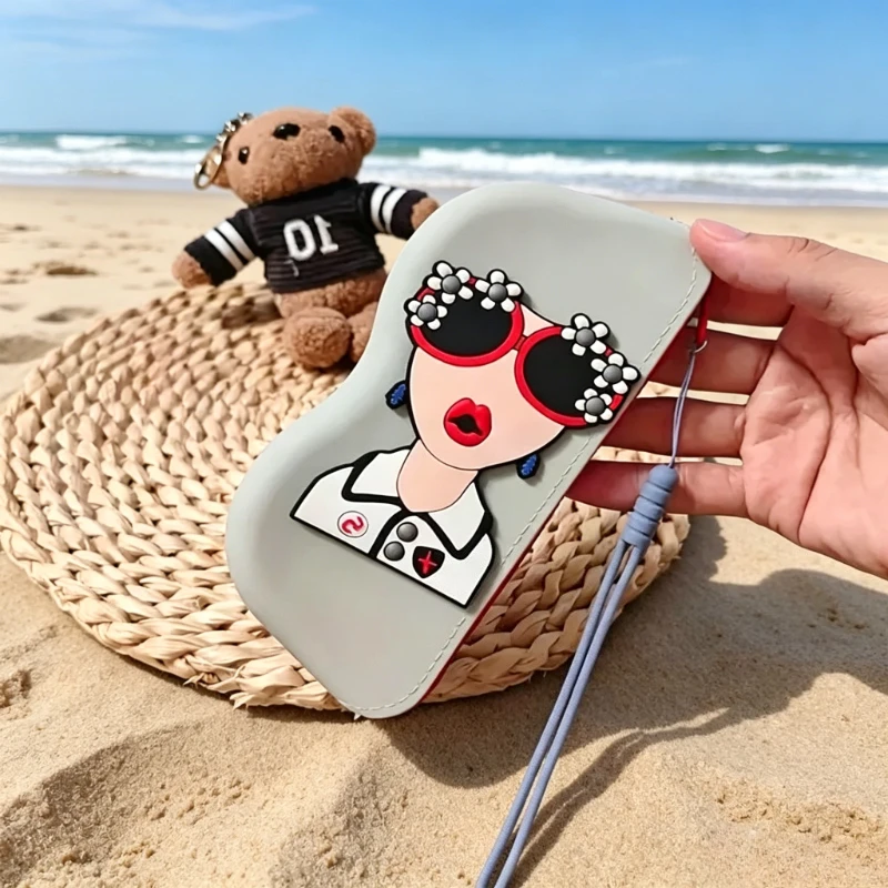 Portable Waterproof Silicone Glasses Case for Beach,Drop-Resistant with Hanging Handle, Outdoor Sand-Friendly Pouch for Travel ﻿