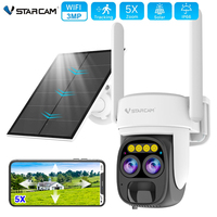 Vstarcam 3MP 2K Outdoor Wifi Dual Lens Camera 5X Zoom PTZ Wireless Solar Camera AI Auto Tracking CCTV Surveillance IP Camera