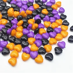 50pcs Halloween Colored Heart-Shaped Acrylic Beads for DIY Jewelry Making