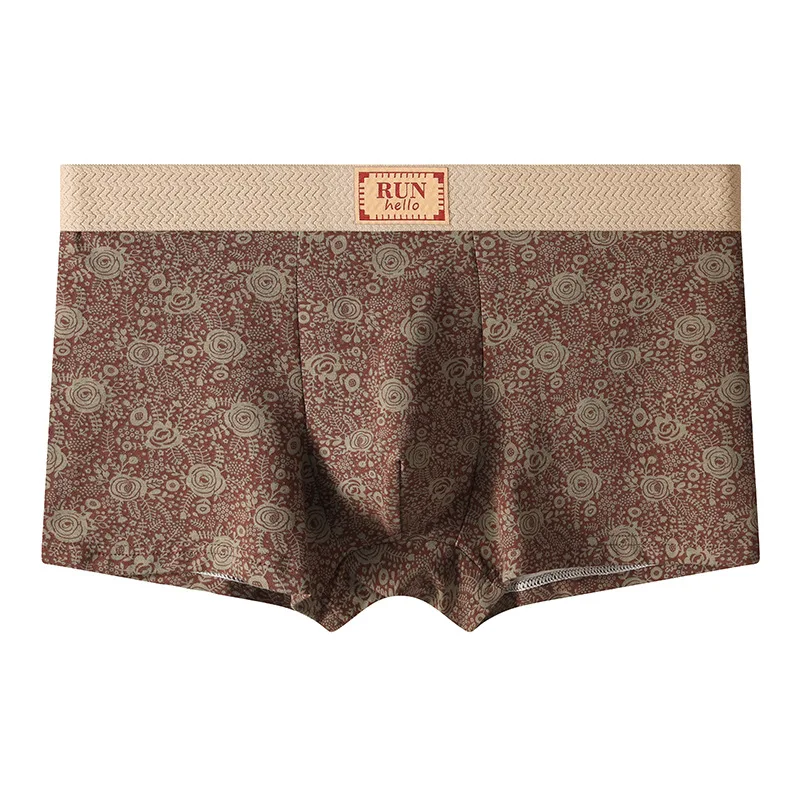 

Новые хлопковые боксеры для мужчин, нижнее белье с принтом, средняя посадка, большие размеры, дышащие мужские трусы-боксеры