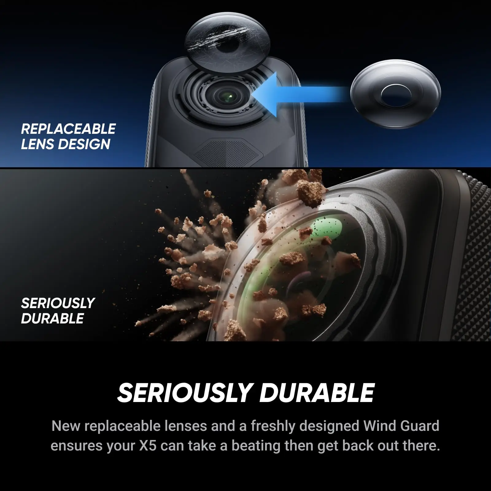 Insta360 X5 - مقاوم للماء 8K 360 °   كاميرا الحركة، إضاءة منخفضة رائدة، 3 ساعات، بطارية بتصميم شريحة AI ثلاثية،