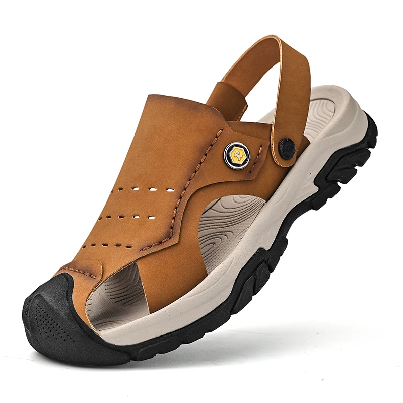 

Summer Men's Sandals Fashion Leisure Beach Slippers Breathable Comfortable Male Travel Driving Shoes Leather Men Casual Sandals