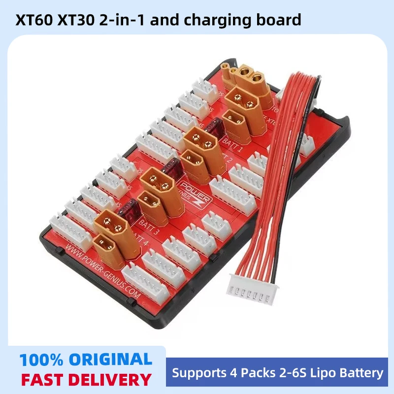 Power-genius 2 en 1 PG Placa de carga paralela XT30 XT60 enchufe compatible con 4 paquetes 2-6S batería Lipo para modelos RC pieza de repuesto