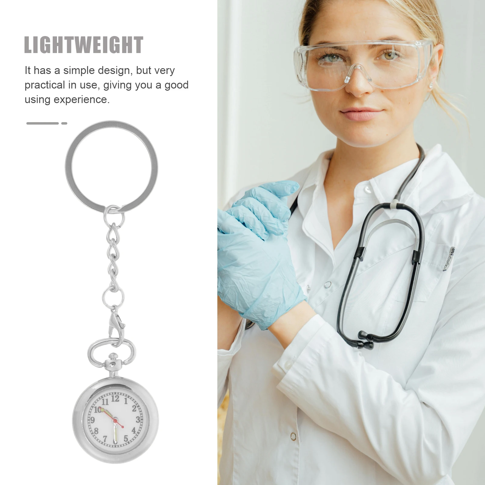 

Nurse Watch Keychain Hanging Watches for Women Small Pocket Alloy Portable Gift Medical Workers Clear Numbers Durable Material