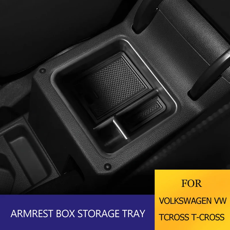 Para volkswagen vw t-cross cross 2018 - 2023 caixa de armazenamento de apoio de braço do carro bandeja console organizador caso recipiente acessórios