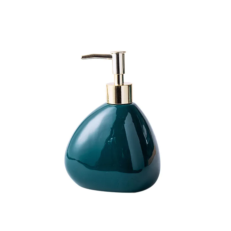 European Porcelain Bathroom Accessories Dark Green Ceramic Toothbrush Holder Soap Dispenser Soap Dish Travel Shampoo Bottle Home