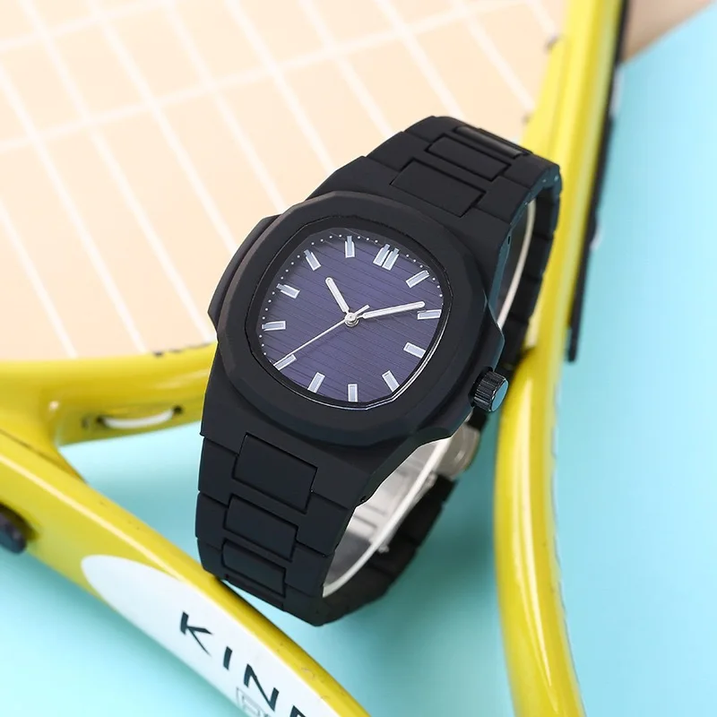 Reloj clásico Orologio para hombre y mujer, Reloj sencillo de silicona con esfera azul y negra, Reloj de pulsera de cuarzo, nuevo Reloj para hombre
