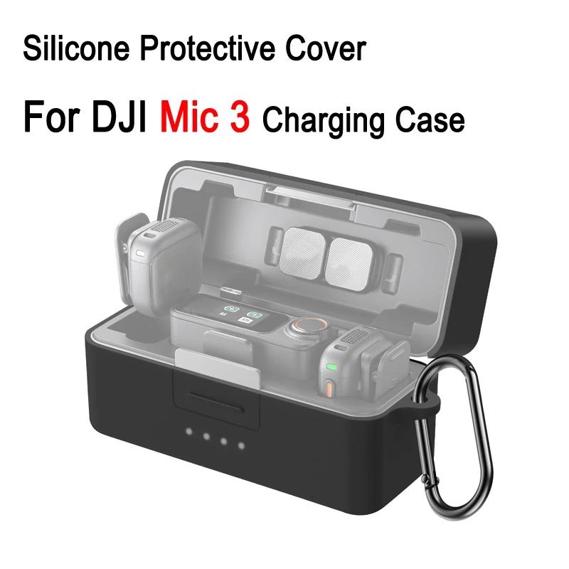 PULUZ Siliconen beschermhoes voor DJI Mic 3 / Mic 2 / Mic Mini oplaadhoes, volledige bescherming Krasbestendig schokbestendig hoesje