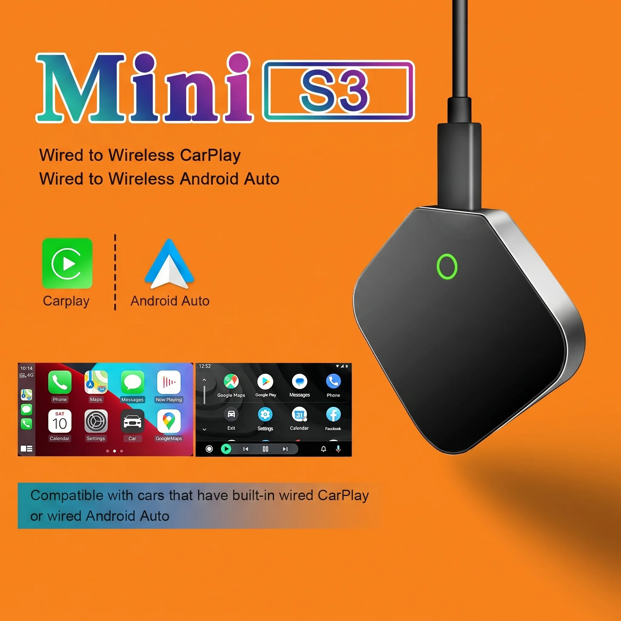 

Новый беспроводной адаптер 2-в-1 для CarPlay и Android Auto (2026): мини-бокс с автоматическим подключением, Bluetooth и Wi-Fi, универсальный, Plug&Play