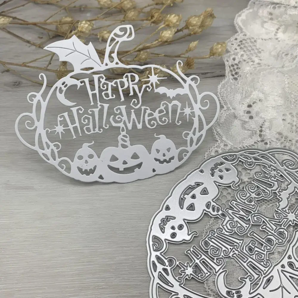 

1pcs metal cutting dies cut die mold happy Halloween frame decoration Scrapbook paper craft blade punch stencils dies