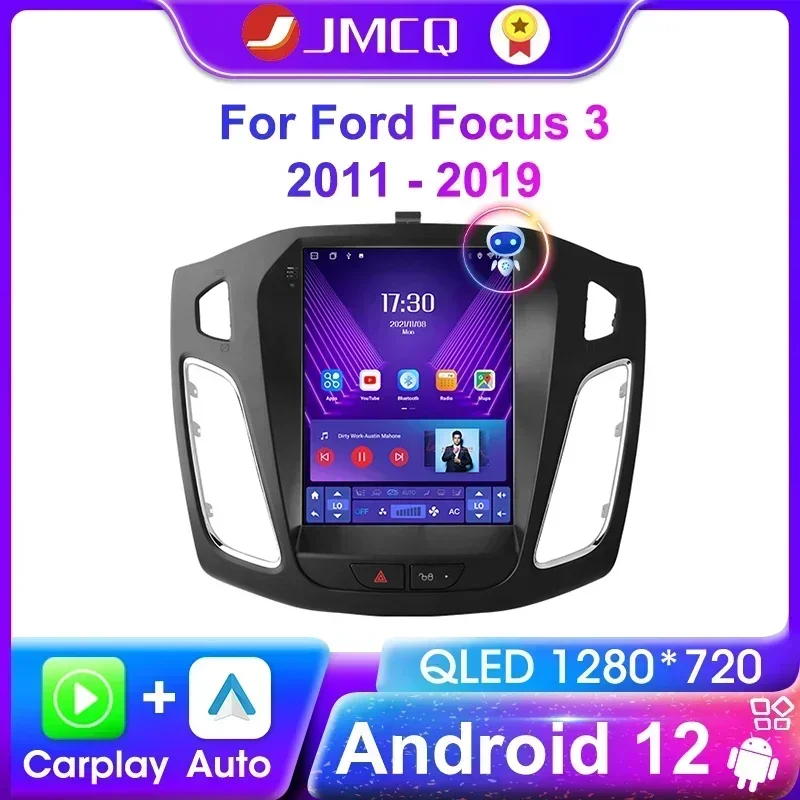 JMCQ-Autoradio Android 12, Navigation GPS, Carplay, Lecteur Vidéo, Stéréo, Limitation, Unité Centrale, pour Voiture Ford Focus 3 MK3 (2011-2019)