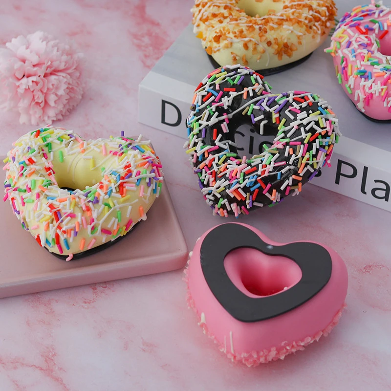 6 Pcs/Set 3D Heart Donuts Refrigerator Magnets Sets Simulation Food Fridge Magnetic Stickers Home Decor Office Message Kitchen