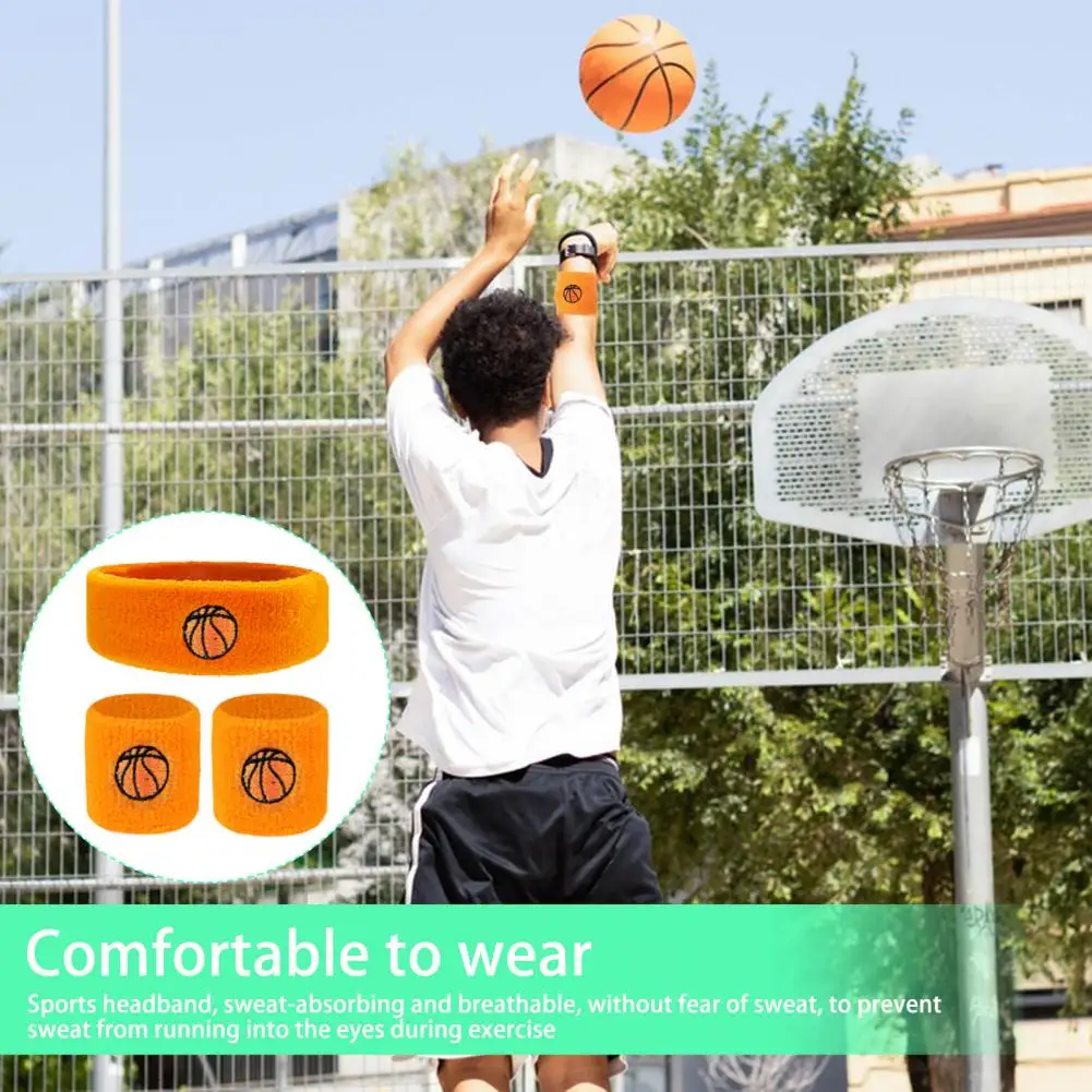 

Comfortable Sports Wristband Kids Sports Headband Wristband Set Stretchable Breathable Sweat Absorbing Accessories for Boys