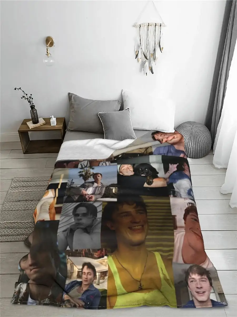 Drew Starkey Photo Collage Blanket Rafe Cameron Actor Flannel Throw Personalized UltraSoft Warm Bedspread for Couch Home
