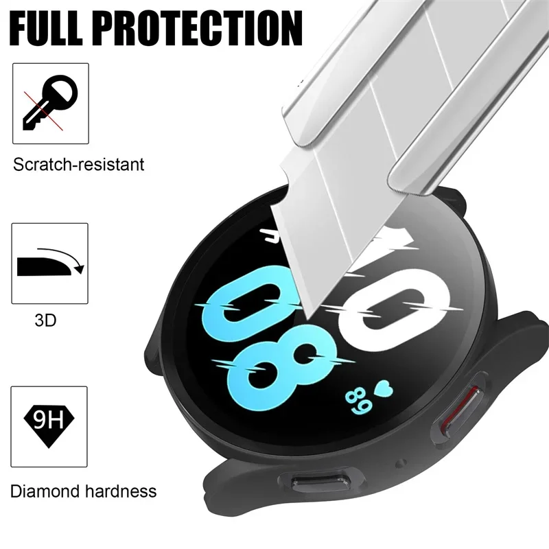 Tempered Glass+cover for Samsung Galaxy Watch 5 4 44mm 40mm All Around PC shell+film bumper screen protector Cases Accessories