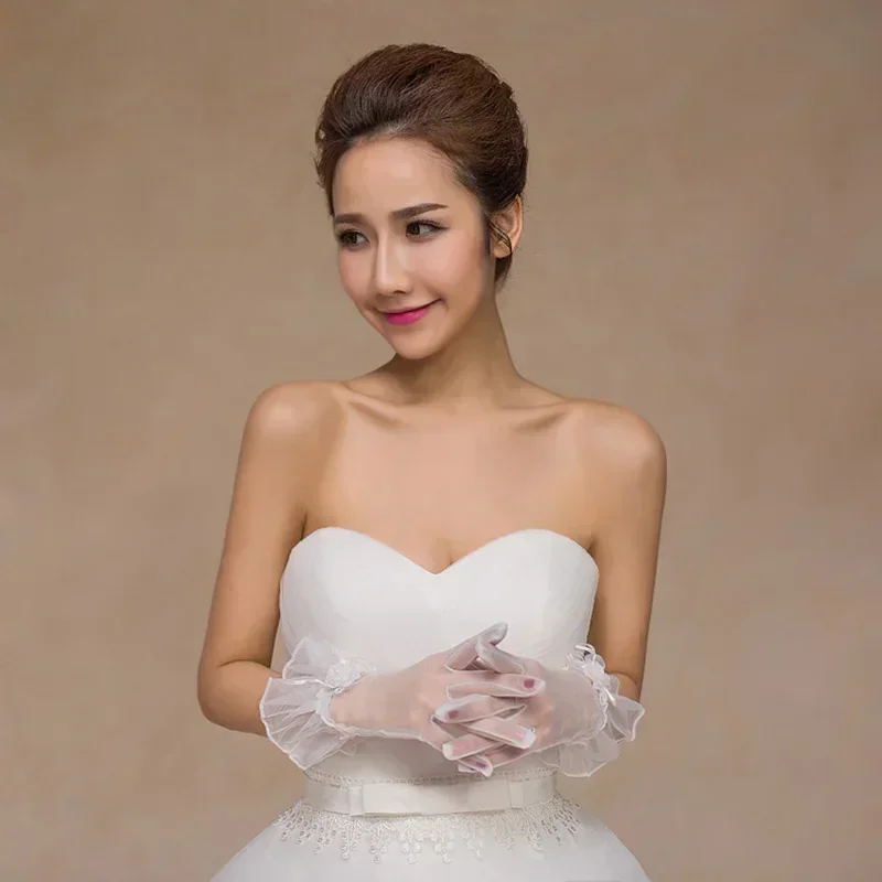 Tulle Wrist Banquet Party Dancing Wedding Women Bride Short Gloves