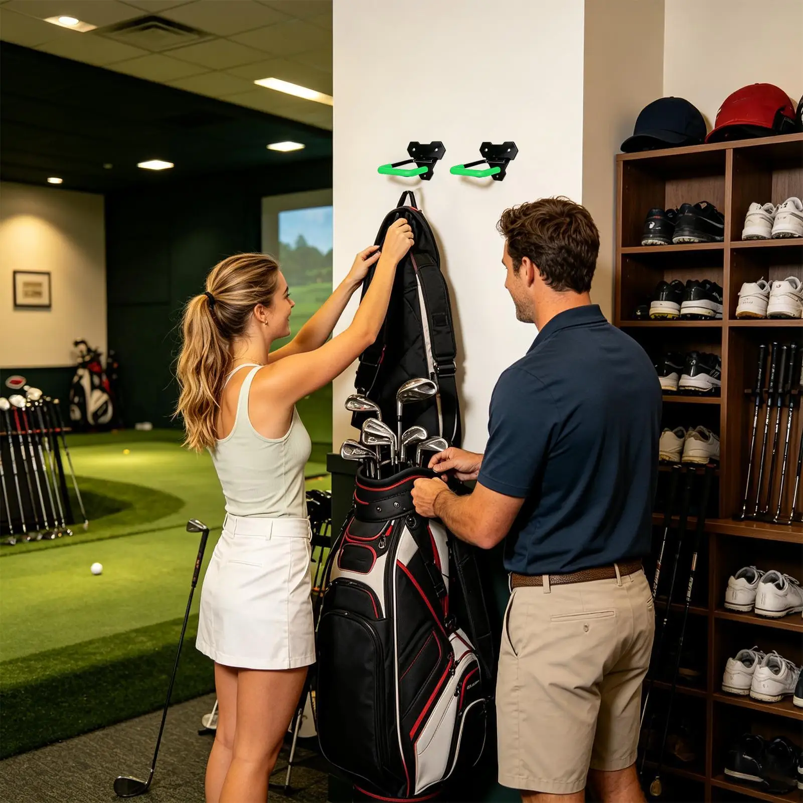 Golf Bag Wall Storage Hanger Heavy Duty Rubber Golf bag backpack wall mounted single shoulder garage storage organization