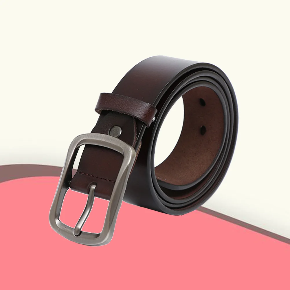 

Men Cowhide Belt Brown Vintage Adjustable Pin Buckle Durable Strap for Jeans Pants Minimalist Style Belt for Men