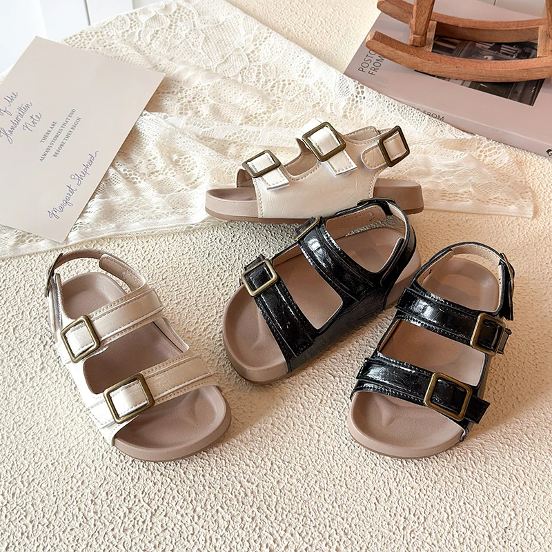 

Kids Open Toe Buckle Sandals 2026 Summer Boys Girls Casual Flat Sandals Toddler Non-Slip Beach Shoes Children Fashion Footwear