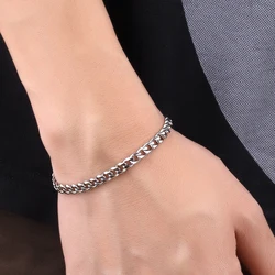 New Sliver Color Cuban Chain Charm Bracelet For Men Women High Quality Stainless Steel Hand Chain Punk Bracelets Jewelry Gift