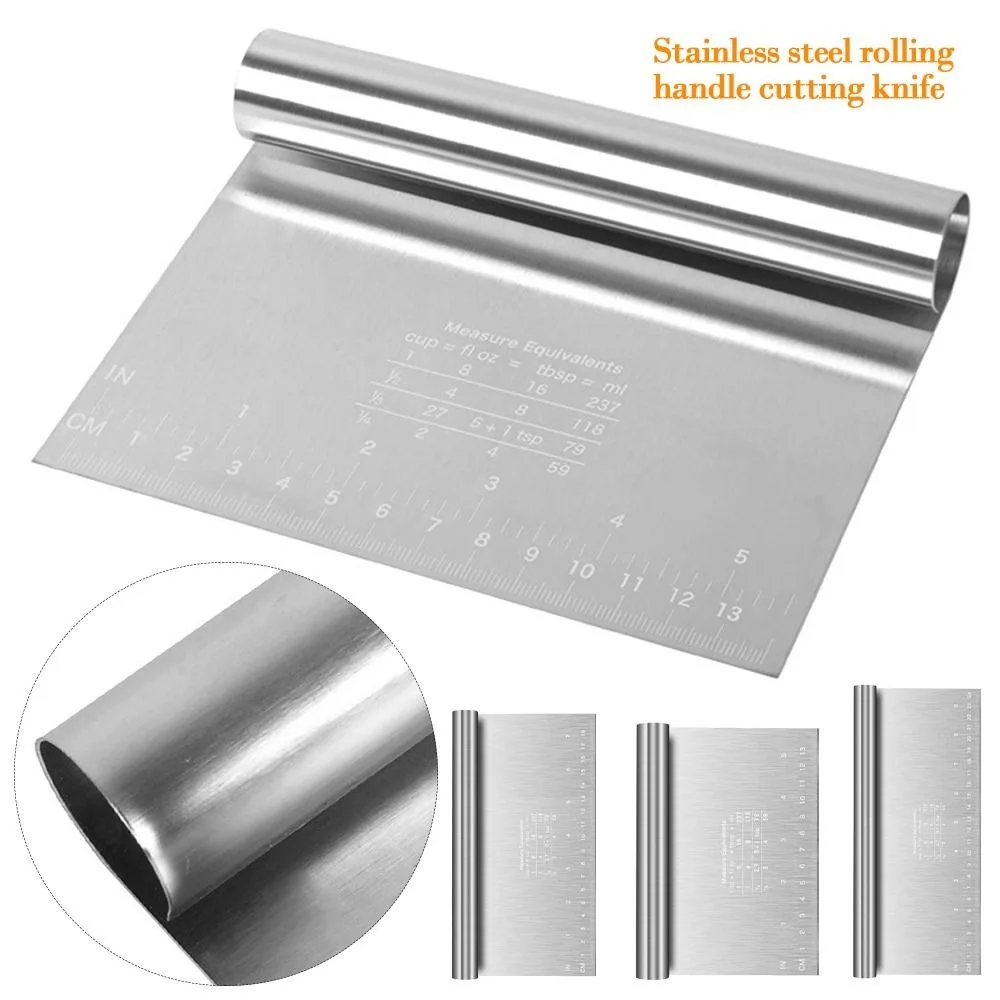 Teig Gebäck Schaber Cutter Chopper Edelstahl poliert Mess skala Mehrzweck Kuchen Pizza Cutter Brot Separator