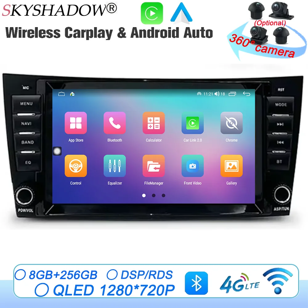 

Carplay Auto Android 14.0 Car DVD GPS 4G WIFI Bluetooth Radio For Benz W211 W463 W219 W209 2004-2012 Navigation Video Player